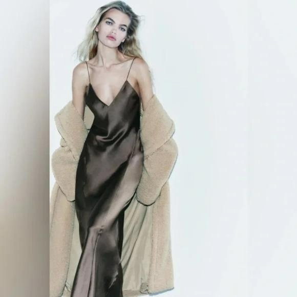 ZARA EXTRA LONG FAUX SHEARLING COAT